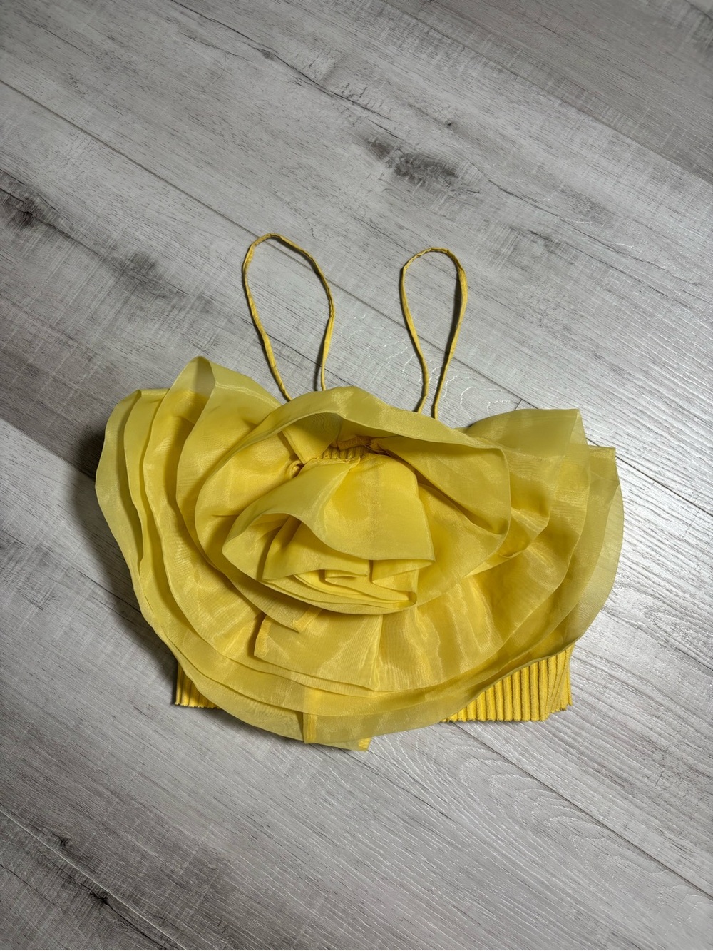 Zara Yellow Ribbed Ruffle Cami Top – Size S